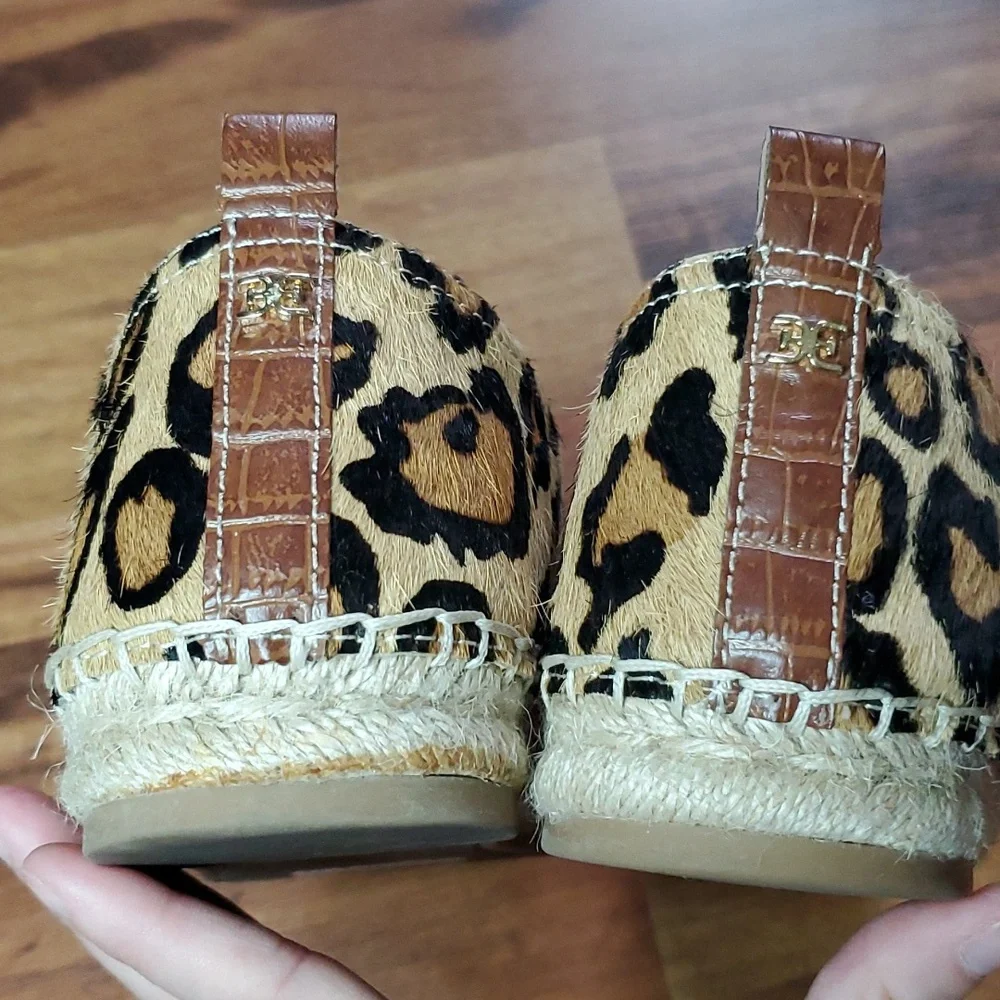 Sam Edelman Khloe Calf Hair Espadrille Leopard Print Leather 8.5